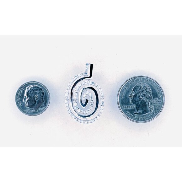 Brand New Sterling Silver 925 Midi Swirl Pendant Encrusted with Clear Crystals - Picture 5 of 10